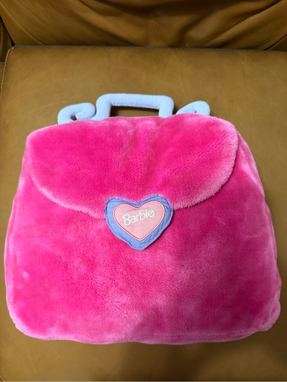 Barbie Hot Pink Plush Mini Bag with Heart Patch